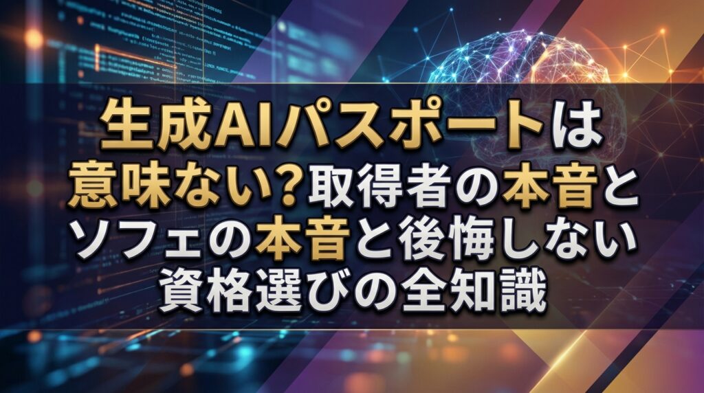 生成AIパスポートは意味ない？取得者の本音と後悔しない資格選びの全知識