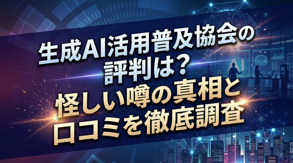 生成AI活用普及協会の評判は？怪しい噂の真相と口コミを徹底調査