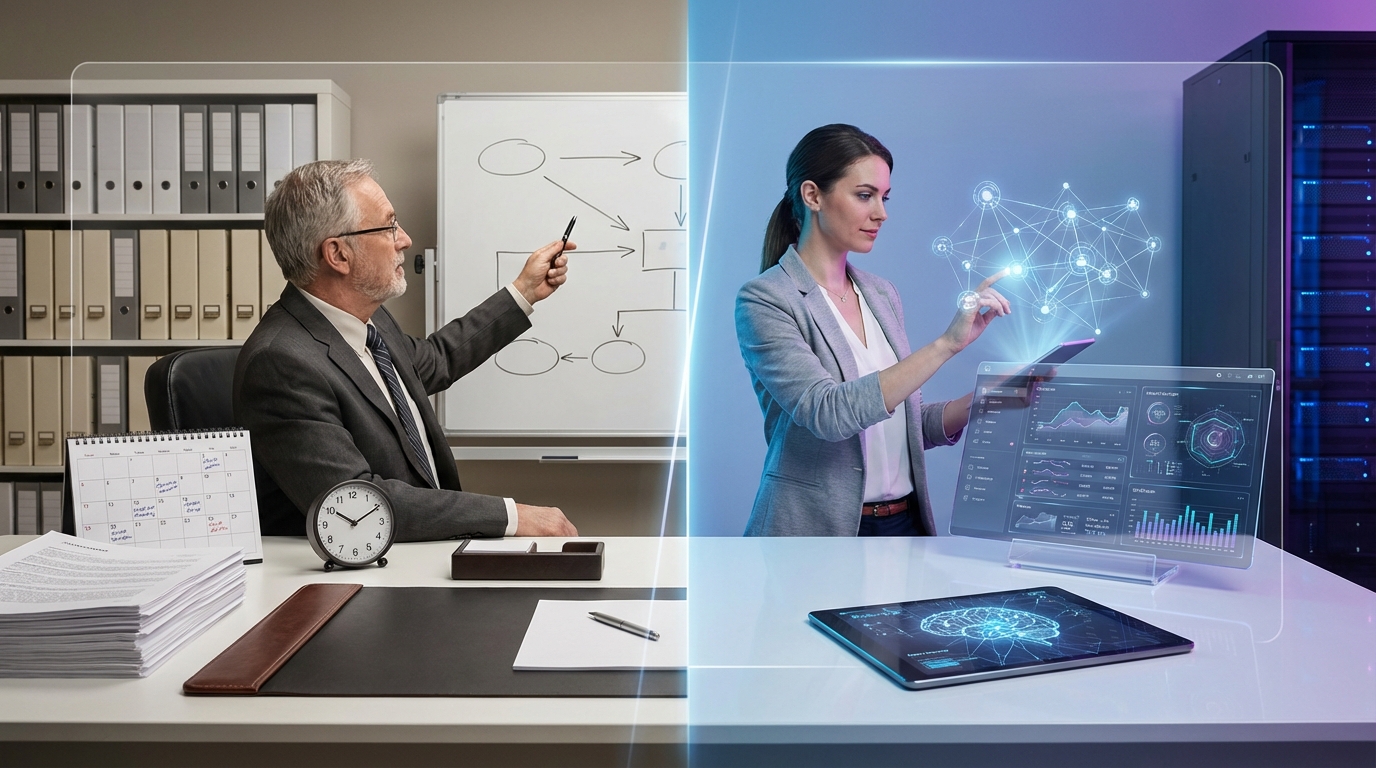 従来のマネジメントとAI Managerの違い【図解で比較】